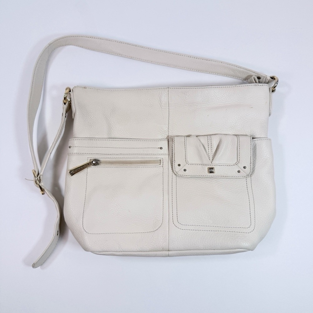 Stone Mountain Cream Ivory Shoulder Bag Purse Adjustable Strap Multi Pocket